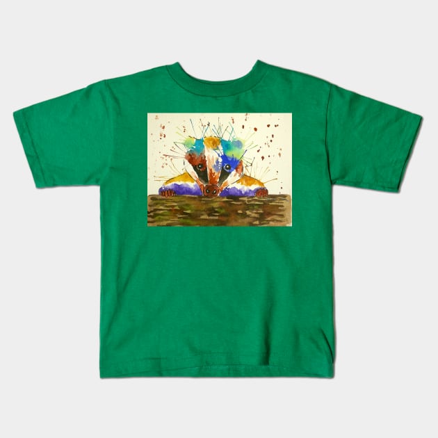 Colourful Little Badger Posing Kids T-Shirt by Casimirasquirkyart